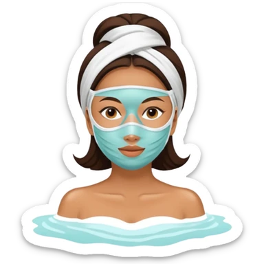 Lady with face mask spa beauty full face relaxing sticker