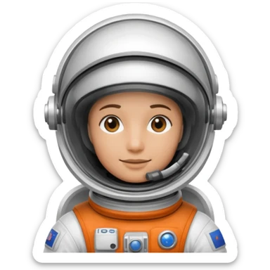 Astronaut in white EVA suit with silver visor helmet sticker