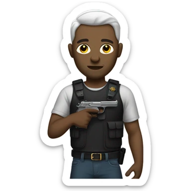 White man with tattoos on his face while holding a gun sticker