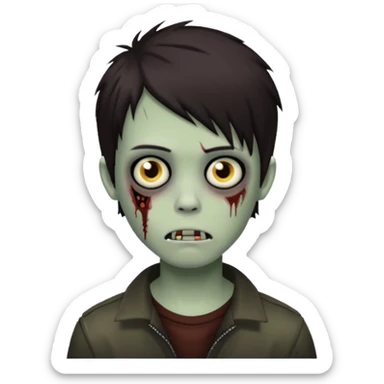 boy zombie with darkish brown kinda long hair emo, no glasses sticker