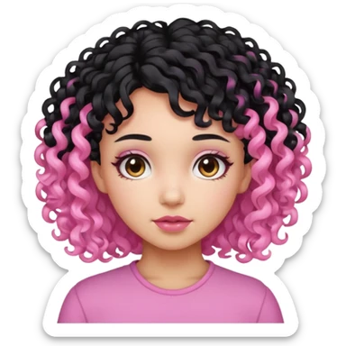 Zumbi menina de cabelo cacheado baixo preto e rosa sticker