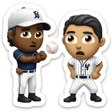 Baseball General manager angrily negotiating with a Latino player in pinstripes sticker