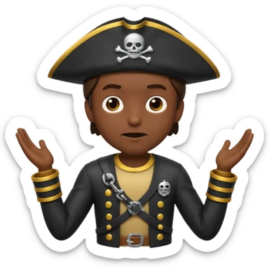 animated emoji for a player called prophet of doom I Dont Know shruging emote needs to be white male space pirate themed and dark sticker