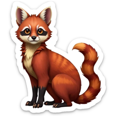 Colorful edgy dark tropical exotic cute cool beautiful shiny beautiful fantasy-caracal-civet-genet-Gryphon-Cacomistle-Trico-Red-Panda-oncilla-animal-Fakémon-hybrid-fursona (full body) sticker