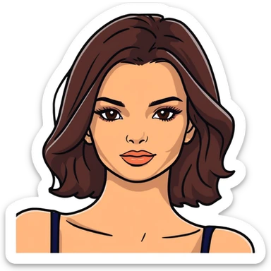 Emily Ratajkowski, glamorous model with dark brown hair, brown eyes, perfect eyebrows sticker