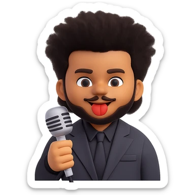Add The Weeknd's After Hours album hairstyle, characterized by a tall, wild, and sculpted look, keeping the rest of the emoji the same. Remove the background. Maintain the original emoji style and details. sticker