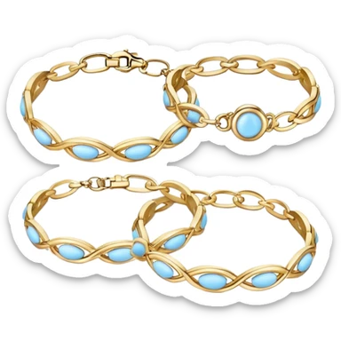 Light blue and gold bracelets sticker