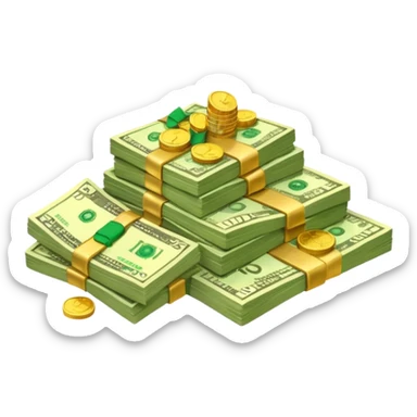 It's an image of money such as coins and bills, but there's only one or two neatly sticker