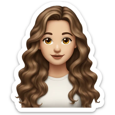 White girl brown eyes with long wavy brown hair with brown highlights balayage  sticker