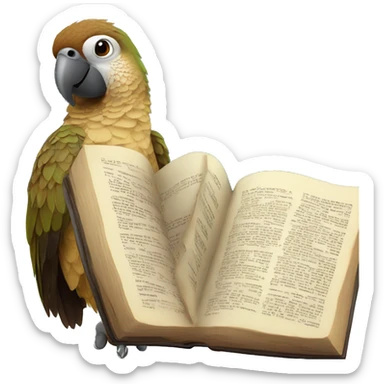 a brown parrot reading the bible sticker