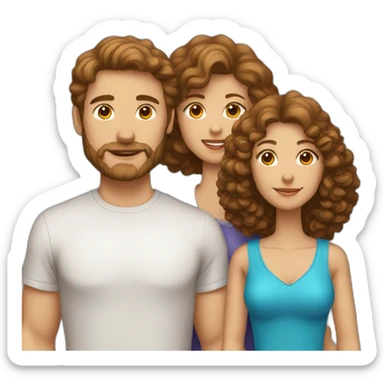 A family consisting of 1 man with light brown hair, 1 woman with dark brown hair and a toy poodle with brown hair sticker