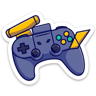 Colorful gaming platform logo for 'qbix88' with controller, community of players, and victory trophy sticker