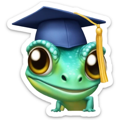 cuty chameleon with mortarboard sticker