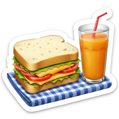 picnic with sandwiche and juice sticker