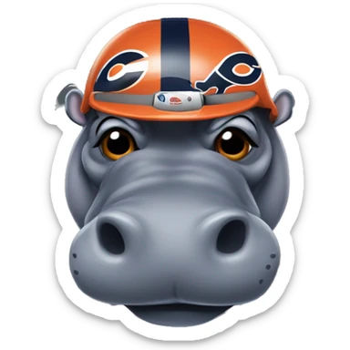 Hippo wearing Chicago bears helmet sticker
