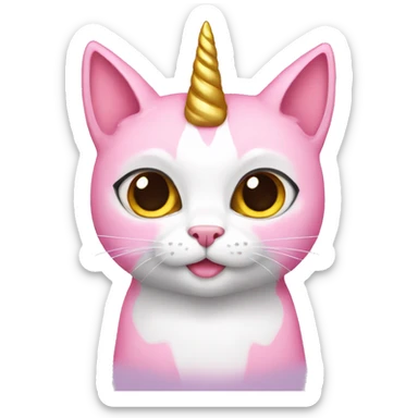 Pink princess-cat with unicorn horn sticker
