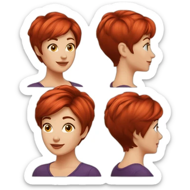 red pixie cut middle age beautiful woman sticker
