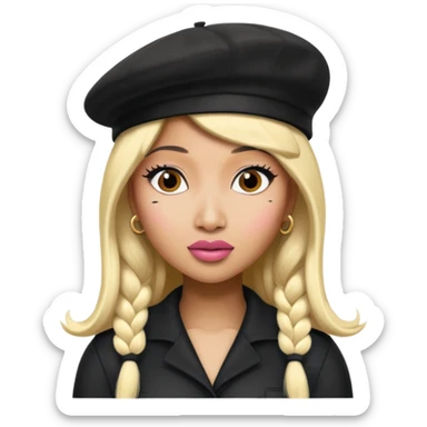 Nicki Minaj with a beret sticker