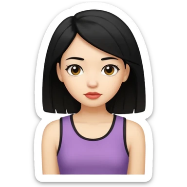 girl In Sleeveless, black hair, funky. sticker