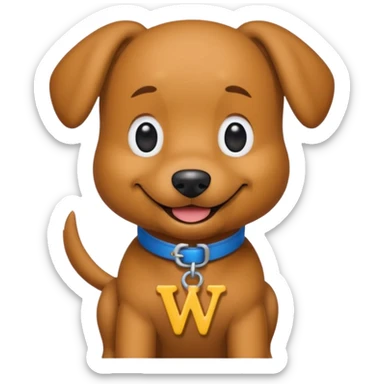 Wags the Dog from The Wiggles with light brown skin, collar with letter w sticker