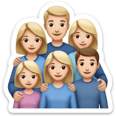 Happy family of 5: mom, dad, two sisters and brother sticker