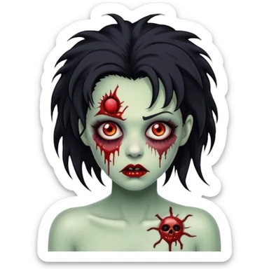 Mulher zumbi com pés escura ferimentos e um cabelo crespo cabelo preto  sticker