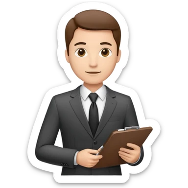 Professional business manager in a suit with a clipboard sticker