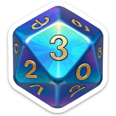 dnd d20 dice with magic sticker