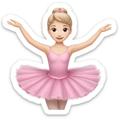 A graceful ballerina in a pink tutu, spinning lightly with arms curved elegantly.
 sticker