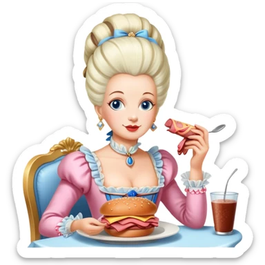 marie antoinette eating spam meat at cafe sticker