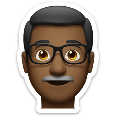 indian man with dark skin and glasses, no facial hair sticker