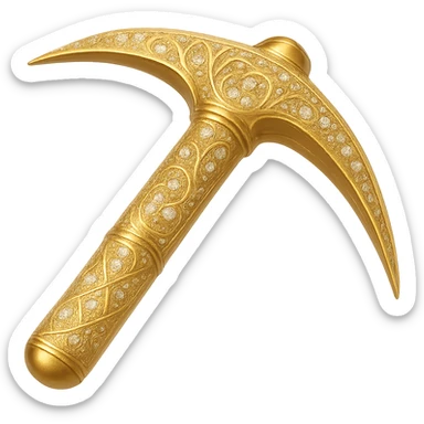 Recolor this weapon to a plated gold color with ornate engravings inlaid with diamonds. The gold should be rich and metallic, and the engravings should sparkle with diamond accents. Transparent background. sticker