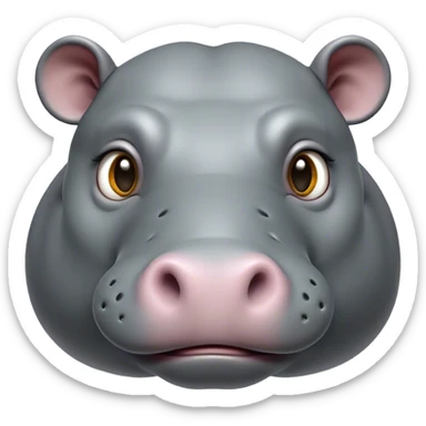 Cinematic Noble Hippo Portrait Emoji, Poised and regal, with a massive, robust build and a smooth, well-groomed slate-gray hide, deep-set soulful eyes, Simplified yet sharp and sophisticated features, highly detailed, glowing with a soft, dignified glow, high shine, intelligent and calm, stylized with an air of riverine majesty, focused and attentive, soft glowing outline, capturing the essence of a watchful and confident water-dweller, so majestic it feels as though it could lumber out of the screen with effortless authority! sticker