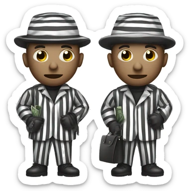 Robber with a bag of money in a striped suit ￼ sticker