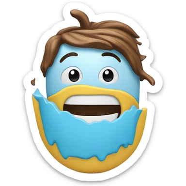 Emoji 3d de un bote de pintura con fondo azul y remarcado en celeste sticker