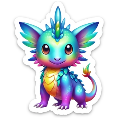 Exotic tropical shiny rare epic cute Fakémon-creature, full body, with random markings sticker