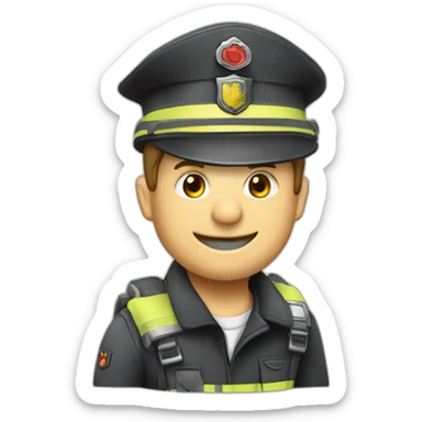 Feuerwehrmann, mit Atemschutz auf Leiter sticker