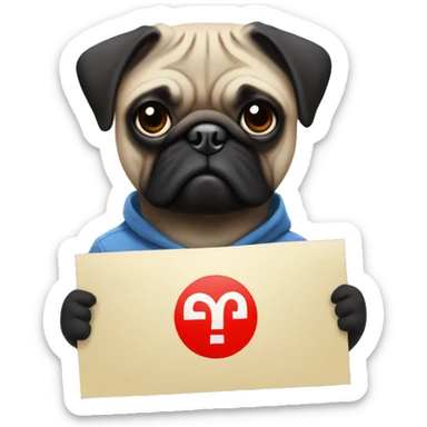 Pug mask from grand theft auto holding a sign with a large W on it  sticker