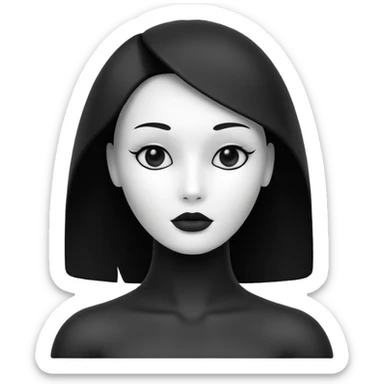 Matte black mannequin in the style of a default avatar. Monochrome with no lines. Minimalistic flat vector icon, iOS style, thin black contour on white. Completely black eyes are not just pupils sticker