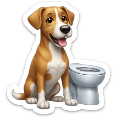 Un chien qui fait caca dans des toilettes sticker