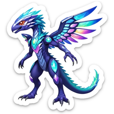 Shiny Futuristic Celestial Magical Ethereal Godly Divine Nebula-Fakemon-Pokemon-Digimon-Spectrobes-Raptor-fusion, full body sticker