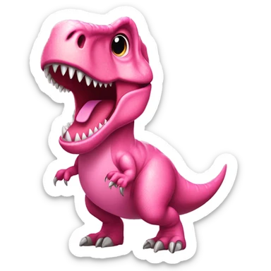 girly t-rex roaring wearing a pink dress with a pink bow on her head sticker