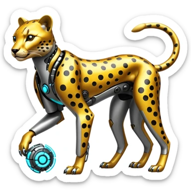 Shiny advanced futuristic Cyberpunkcl cheetah (full body) sticker