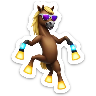 horse with sunglasses dancing with rave lights sticker
