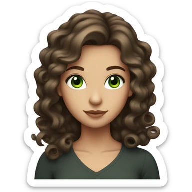 Brunette girl with curled hair and green eyes sticker