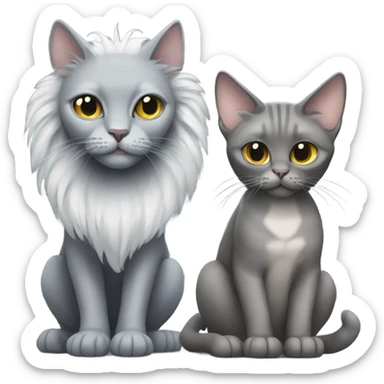 A grey Sphinx and a fluffy grey cat sticker