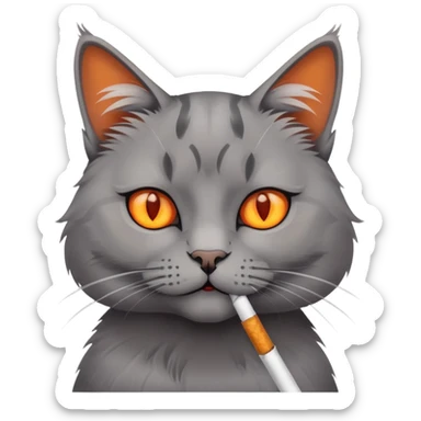 cat smoking a cigarette sticker