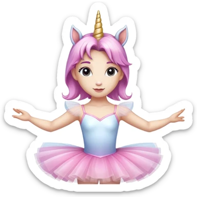 anthropomorphised female unicorn ballerina, head and shoulders, straight on, standard pose sticker