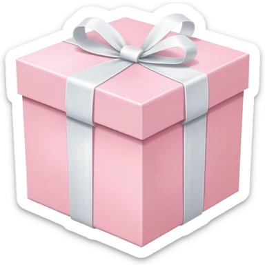 pastel pink gift box with white ribbon, soft pink color sticker