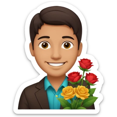 Cute Mexican guy giving you flowers sticker